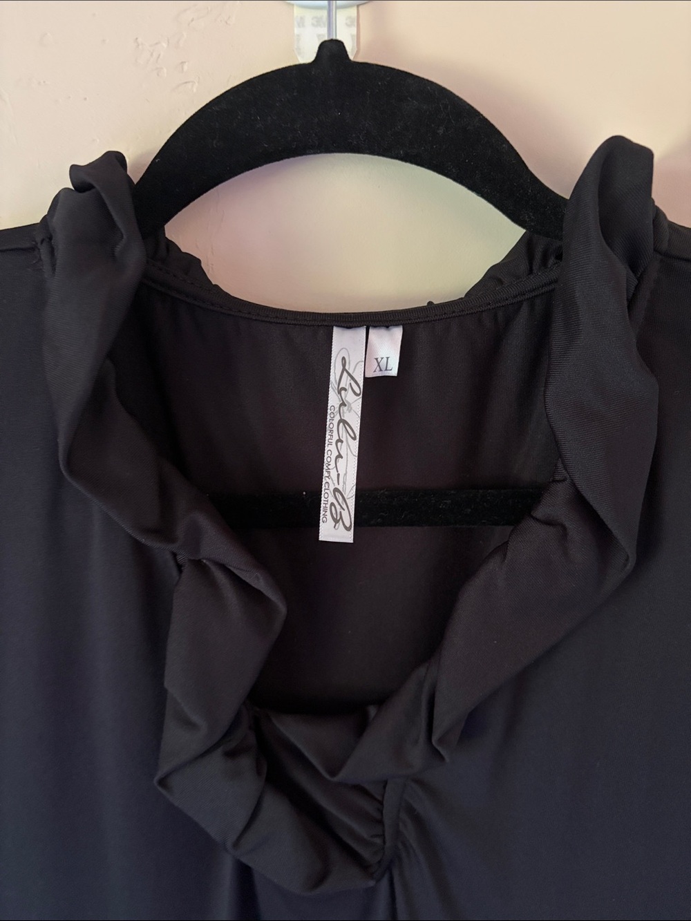 Lulu-B Sleeveless Black Ruffle-Neck Midi Dress - Picture 3 of 4